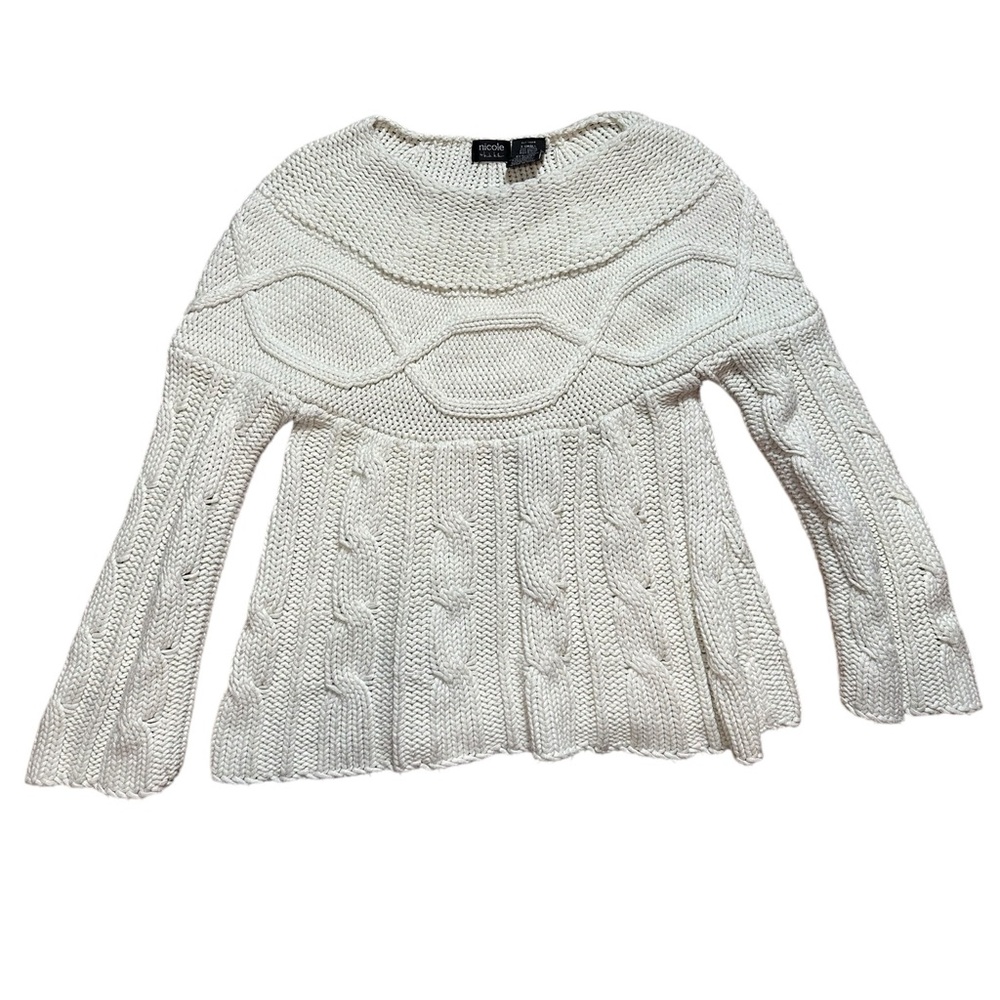 Nicole Miller Ivory Chunky Knit Sweater Cozy Y2K Winter Vibes ❄️cozy girl Sz XS‎